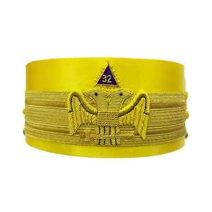 Yellow Velvet Scottish Rite Crown <b>Cap</b> Gold Bullion Eagle Premium Ceremonial <b>Hat</b> Ceremonial Headwear Bullion Embroidery Premium - Product Image 1