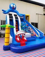 Toboggan gonflable commercial en PVC en forme de pieuvre avec couleurs et dimensions personnalisables pour usage extérieur