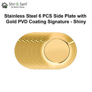 Plaque latérale Signature 6 PCS en acier inoxydable avec revêtement PVD or Plats et assiettes brillants - Product Image 3