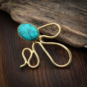 Bague ajustable en laiton plaqué or 18 carats avec turquoise sertie clos, motif floral bohème, pour femme, idéale pour les fêtes, avec coffret cadeau - Product Image 4