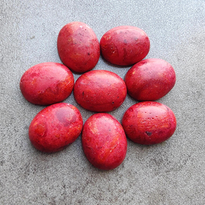 Coral Rojo Natural en Forma de Cabujón, Corte Ovalado, Parte Posterior Plana, Calibrado, Certificado por Terceros, de Rajasthan, para Joyería - Product Image 5