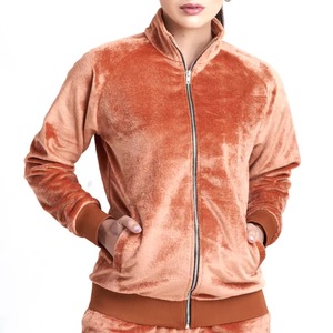 Ensemble de jogging en velours uni pour femme, grande taille, avec logo personnalisé en strass, comprenant un sweat à capuche court et un pantalon - Product Image 6