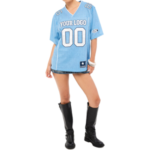 Camiseta de Fútbol Femenina Personalizable de Primera Calidad, Estilo Urbano Holgado, Cuello en V, Malla Corta, Transpirable, de Poliéster, OEM - Product Image 6