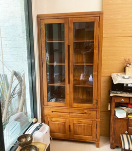 Librería Moderna de Diseño Sudoeste con 4 Puertas y 2 Cajones, Fabricada en Madera de Teca, Magnífica Librería Clásica para el Hogar, Muebles para Sala de Estar - Product Image 4