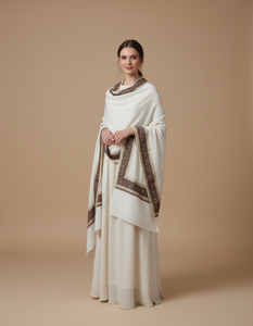 Chal de Lana Pura para Mujer, Bordado en 4 Lados con Patrón Aari, Ligero, Transpirable, Antibacterial, Duradero, Moda Otoño/Invierno - Product Image 2