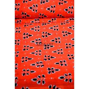 ผ้าฝ้ายพิมพ์ลายดอกไม้ ผ้าฝ้ายพิมพ์ลายด้วยมือ ผ้าฝ้ายเนื้อนุ่ม ผ้าฝ้ายทำมือสวยงาม - Product Image 4