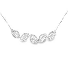 Colliers pendentifs en barre à motif floral en diamant, avec diamants taille baguette ronds de laboratoire, de luxe classique, en or massif 14 carats et argent 925, prix usine B2B - Product Image 3