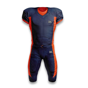Custom Men's American Football Jersey Set Navy Orange V-Neck Short Sleeve <b>Moisture</b> Wicking Fitted Apparel - Product Image 1