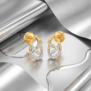 ต่างหูเพชรทรงวงรีสีทอง - Product Image 4