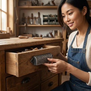 Poignée de tiroir réglable en fonte traditionnelle avec design industriel et détails ornés pour cuisine, maison, bureau, commode - Product Image 4