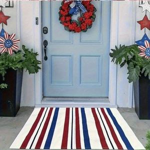 Design unico stile americano patriottico a strisce a stelle 31x20 pollici tappetino antiscivolo esterno macchina lavabile rosso bianco blu stelle - Product Image 3