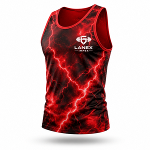 Custom Red Lightning Print Gym Tank Top for Men 3D Sublimation Fitness Stringer Vest Sleeveless Bodybuilding Workout Sportswear - Product Image 2