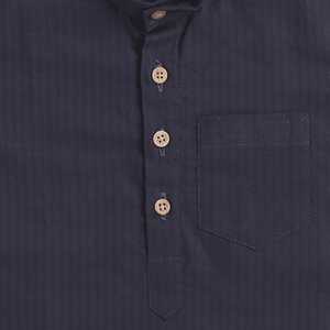 ลายจุดครึ่งแขนสั้นเย็บปักถักร้อยช้าง Kurta-น้ำเงิน - Product Image 3