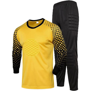 Ensemble uniforme de gardien de but de football pour hommes, jaune et noir, avec maillot rembourré à manches longues et pantalon à taille élastique, impression sublimée - Product Image 1