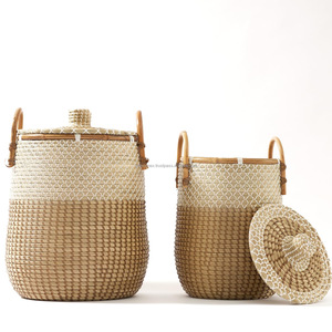 Juego de 2 Cestas de Almacenamiento de Mimbre, Cestas Tejidas a Mano Hechas en Vietnam con el Precio Más Bajo y Alta Calidad - Product Image 1