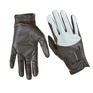 Gants de moto unisexes en cuir à doigts entiers avec paume antidérapante et fermeture auto-agrippante pour l'hiver - Product Image 1