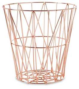 Cesta Decorativa de Alambre Metálico con Acabado en Oro Rosa para Almacenamiento en el Hogar y Empaque de Regalos - Product Image 1