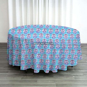 Mantel de Algodón Lavable para Comedor, Mantel Redondo de Algodón de Primera Calidad con Estampado a Mano - Product Image 4