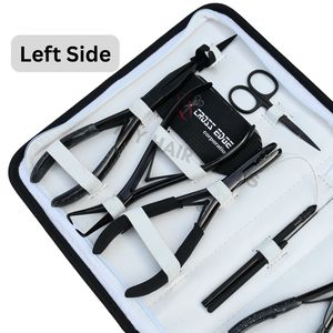 Kit d'outils tout-en-un pour extensions capillaires avec pince à ouvrir les perles, pince à sertir les micro-anneaux, pinces de sectionnement et mini-ciseaux - Noir - Product Image 3