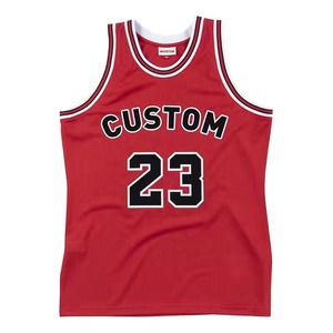 Trending Men's Basketball Jersey White <b>Red</b> Trim Sleeveless Tank <b>Top</b> Regular Fit Breathable Screen Printed Polyester Customizable - Product Image 5