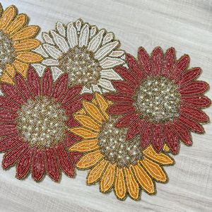 Camino de Mesa Bordado con Diseño Floral de Girasoles, Decoración Rústica para el Hogar, Lavable y Ligero - Product Image 2