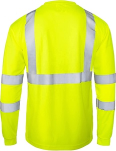 T-shirt de sécurité réfléchissant jaune fluorescent à manches longues, vêtements de travail haute visibilité, haut de sécurité pour les travaux de construction et routiers - Product Image 3