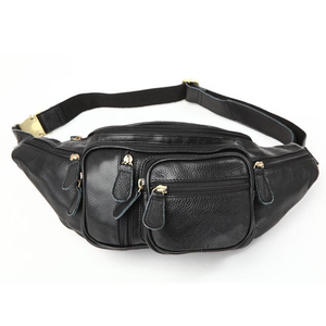 Fully Customisable Genuine Leather Waist Bag Unisex Multi-PocketZipper Closure Adjustable Strap Daily Use Fanny Packs - Product Image 5