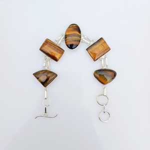 Tigers Eye Bracelet Sterling Silver Plated Handmade Gemstone Jewelry Adjustable Women <b>Men</b> Fashion Gift - Product Image 5