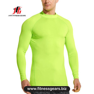Long Sleeve Rash Guard Full Sleeve Quick Dry Polyester Green <b>Athletic</b> Top - Product Image 1