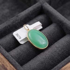 Nouveau naturel ovale Cabochon coupe chrysophrase pierre précieuse pendentif 18k or jaune fait à la main femmes pendentif bijoux pour la vente en gros - Product Image 3