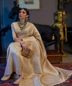 NUEVO SAREE de seda jacquard multicolor con blusa sin coser, ideal para fiestas y eventos festivos, prenda étnica, precio al por mayor. - Product Image 4