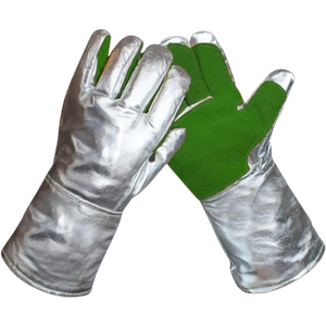 High Quality Heat Resistant Aluminium Welding Gloves for <b>Fire</b> Works Leather Industrial Safety Working Welding Firefighting Glove - Product Image 4