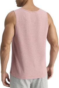 Camiseta sin mangas rosa para hombre, cuello redondo, color sólido, informal, transpirable, ecológica, de secado rápido, tejido de punto de spandex/algodón, estilo musculoso. - Product Image 2