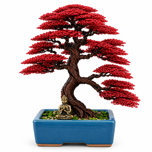 Arbre Bonsaï en fil métallique fait main en gros dans un pot en porcelaine pour la décoration intérieure et les cadeaux d'entreprise - Product Image 1