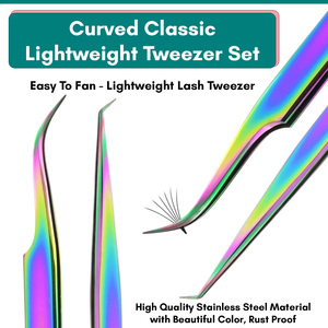 Professional Quality Eyelash Extension Tweezers Stainless Steel J Shape Isolation Tweezer Best Lash Grip 45 Degree Sharp Points - Product Image 5