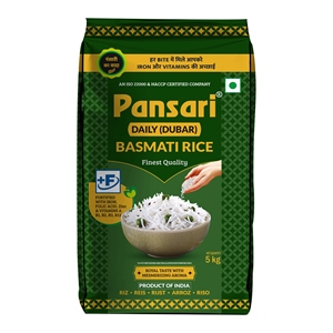 Arroz Basmati Pansari Seco, Suave y Fortificado, 5 kg, Grano Largo, para Uso Diario, 24 Meses de Duración - Product Image 1