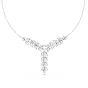 14K White Gold Lab Grown Diamond White Gold Marquise & Round Diamond Waterfall Drop <b>Necklace</b> Luxury Bridal <b>Statement</b> Jewelry - Product Image 5
