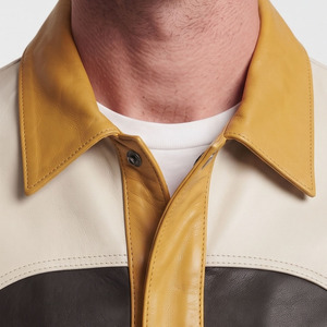 Camisa de Cuero de Manga Larga con Botones para Hombre, Camisa de Cuero con Botones y Bolsillos en el Pecho, Camisas de Cuero con Botones Frontales - Product Image 4