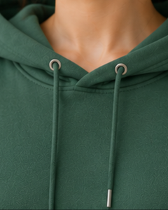 Sweat-shirt à capuche surdimensionné pour femme vert foncé, imprimé floral, en molleton de coton, manches longues, style décontracté streetwear - Product Image 5