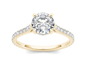 Anillo Solitario Aries Jewel con Diamante Cultivado en Laboratorio de 1 Quilate, Oro Sólido de 14K, Corte Brillante Redondo, para Uso Diario, Boda, Estilo Clásico - Product Image 1