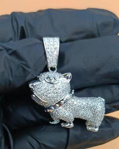 Colgante de Bulldog Francés en Plata 925, Colgante para Amantes de los Animales, Joyería Hip Hop, Colgante de Animal con Moissanita VVS para Hombre - Product Image 4