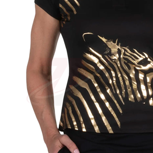 Polo de Talla Grande al por Mayor, Personalizado, con Estampado Animal Negro y Dorado, Manga Corta, Tejido de Punto Informal y Transpirable - Product Image 4