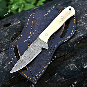 Cuchillo EDC de Hoja Fija de Acero de Damasco Hecho a Mano con Punta Caída para Caza y Camping al Aire Libre, Mango Ergonómico de Hueso de Camello, Grado Industrial - Product Image 5