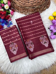 Exclusive Designer Look Organic Silk <b>Saree</b> with Elegant <b>Blouse</b> Stylish Fancy Ethnic Latest Trendy Indian Modest Party Wear Women - Product Image 6