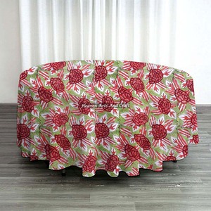Christmas <b>Round</b> <b>Table</b> Cloth Indian Block Print <b>Tablecloth</b> Cotton Handmade Floral <b>Table</b> Cover - Product Image 5