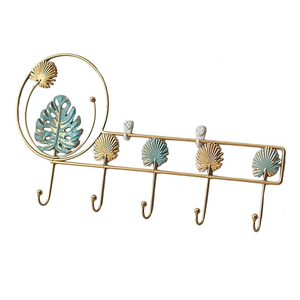 Decorative Metal <b>Wall</b> <b>Hook</b> Rack with Leaf Design <b>Wall</b> Mounted Organizer for <b>Keys</b> Coats Hats and Home Decor - Product Image 1