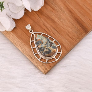 Colgante de Ópalo Boulder en Bruto, Hecho a Mano, Plata de Ley 925, Joyería Clásica Vintage para Bodas Indias - Product Image 3