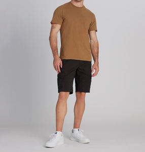 กางเกงขาสั้นลำลองผู้ชายสไตล์สตรีทแวร์ ผ้าคอตตอนหนานุ่ม ซักย้อมสีแบบแอซิดวอช มีเชือกผูกเอว แต่งขาดแบบดิสเทรส - Product Image 1