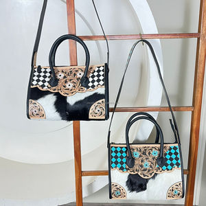 Nuevo Bolso de Mano de Cuero a Cuadros, Hecho a Mano, de Marca de Lujo, Estilo Occidental, Bolso de Hombro de Cuero Vacuno para Mujer - Product Image 6