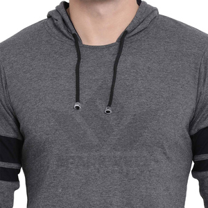 Sudadera con Capucha Gris para Hombre, Manga Larga, Corte Regular, Informal, Tejida, de Poliéster, Color Sólido, para Otoño - Product Image 6